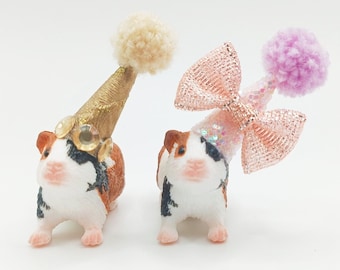 Guinea Pig Custom Cake Topper | Party Decoration | Party Animal | Mini Party Hats | Cavy | Maileg | Pet Cake Decor |
