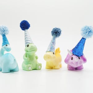 Cute Pastel Dinosaur Cake Topper | Cartoon Style Dinosaur Party | Table Sprinkles | Mini Party Hat | Party Bag Filler image 14