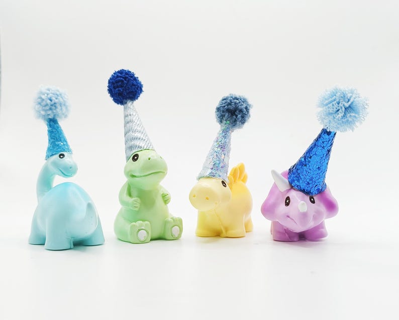 Cute Pastel Dinosaur Cake Topper | Cartoon Style Dinosaur Party | Table Sprinkles | Mini Party Hat | Party Bag Filler image 14