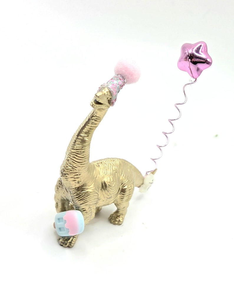 Mini dinosaurios dorados / Dinosaurio para fiestas / Chispas de mesa / Tema de dinosaurio / Adorno para tarta de dinosaurio / Dinosaurio / Mini sombreros de fiesta / Rellenos para bolsas de fiesta / imagen 12