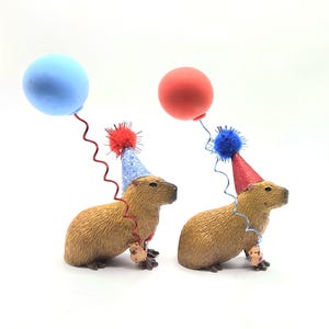 Custom Capybara Cake Topper | Birthday Party Animal Decoration | Mini Party Hats | Capybara Cavy Theme image 13