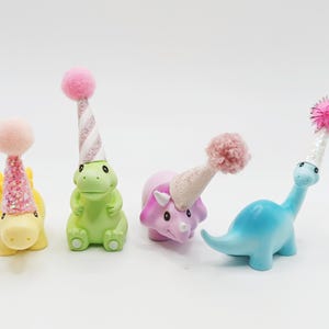Cute Pastel Dinosaur Cake Topper | Cartoon Style Dinosaur Party | Table Sprinkles | Mini Party Hat | Party Bag Filler image 7