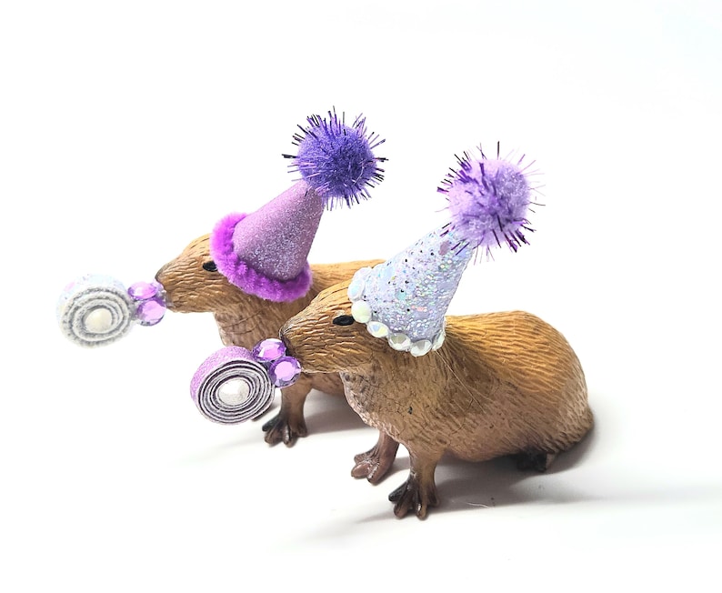 Custom Capybara Cake Topper | Birthday Party Animal Decoration | Mini Party Hats | Capybara Cavy Theme image 20