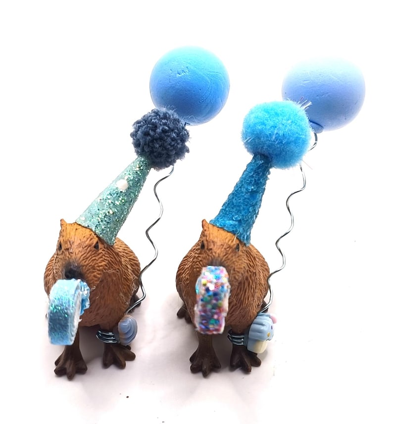 Custom Capybara Cake Topper | Birthday Party Animal Decoration | Mini Party Hats | Capybara Cavy Theme image 9