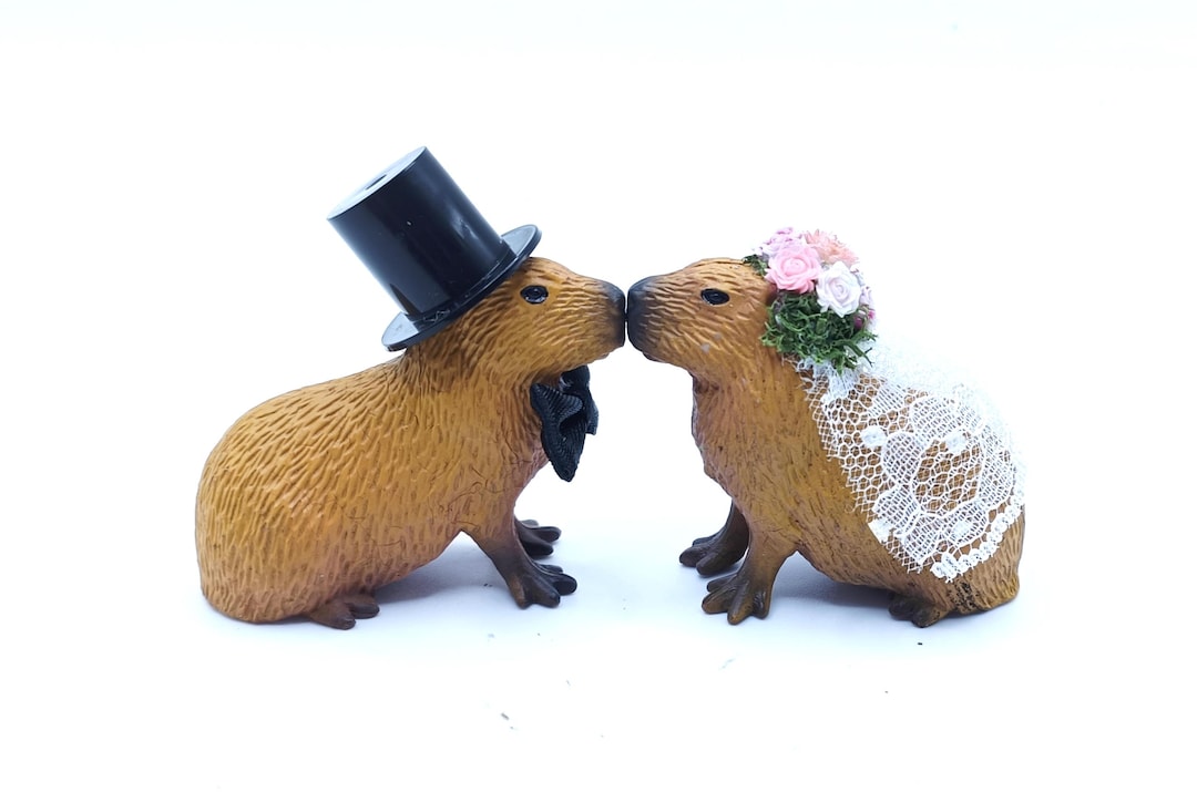 Capybara Wedding Cake Topper | Animal Bride and Groom | Animal Theme ...