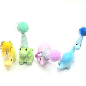 Cute Pastel Dinosaur Cake Topper | Cartoon Style Dinosaur Party | Table Sprinkles | Mini Party Hat | Party Bag Filler image 11
