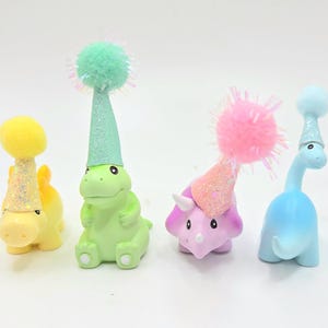 Cute Pastel Dinosaur Cake Topper | Cartoon Style Dinosaur Party | Table Sprinkles | Mini Party Hat | Party Bag Filler image 13