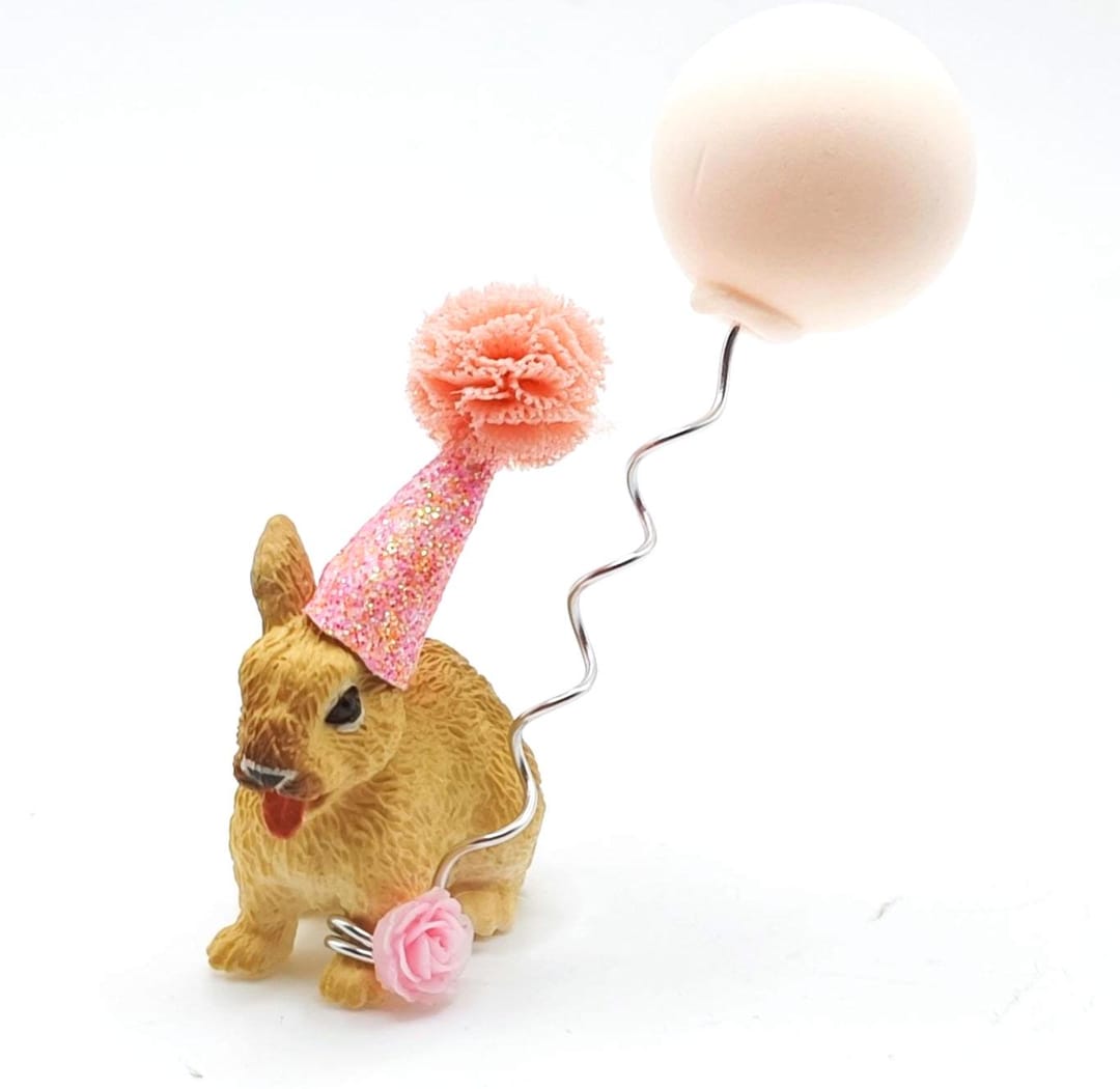 Bunny Cake Topper | Mini Party Hat | Custom Pet Party Decoration - Etsy
