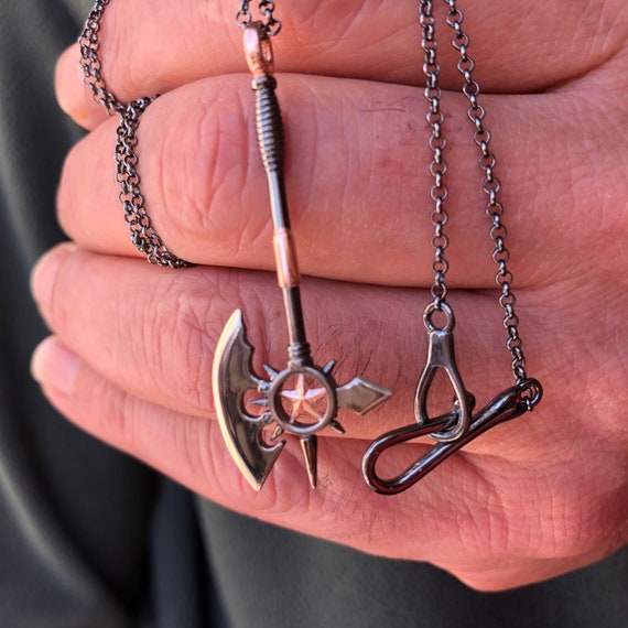 Mens Silver Axe Pendant With Chain 