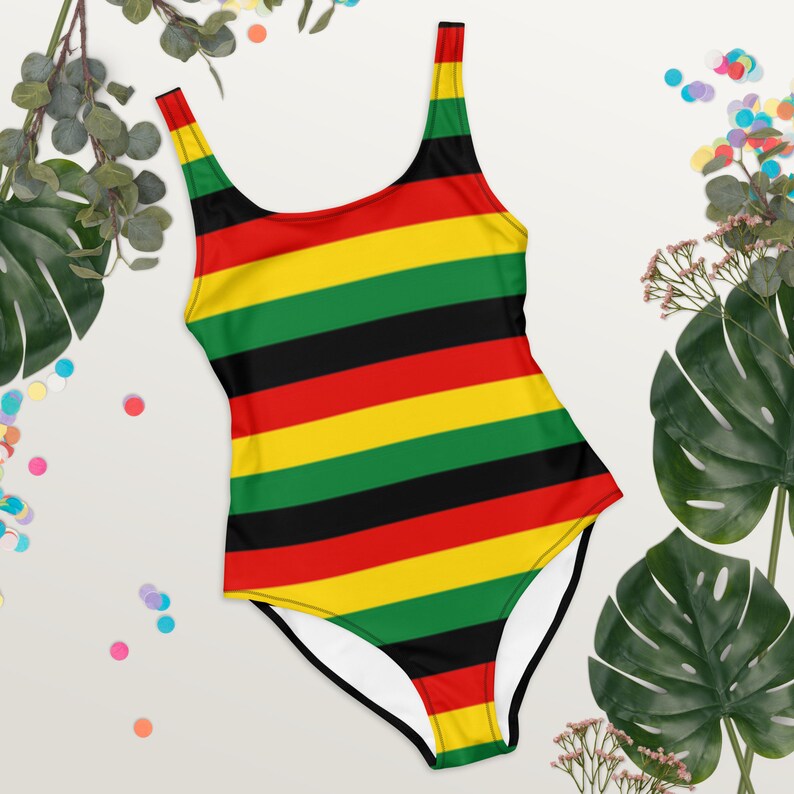 Onepiece Swimsuit Jamaica Women Rasta Color Tank Dress Etsy