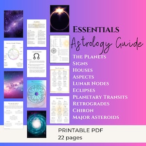 Astrology Learning Guide E-Book | Study Guide | Cheat Sheets | Reference | Astrologer Essentials | Zodiac Sign | Horoscope!
