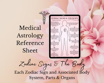 Medical Astrology Reference Cheat Sheet | PDF Instant Download