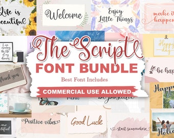 Elegant Script Fonts, Font Bundle, Handwritten Font, Wedding Font, Procreate Font, Cricut, Canva Font, Commercial Use, Calligraphy Font