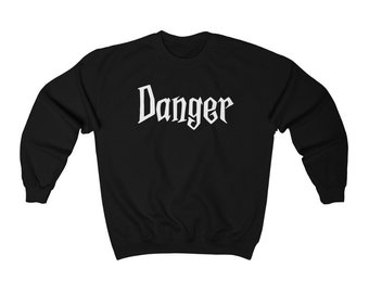 Gothic 'Danger' Sweatshirt: Alt Egirl Fashion