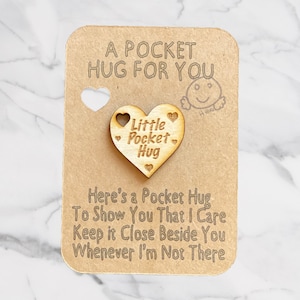 I Love You token Birthday Gift Personalised birthday Present DD2323 Wooden Token Pocket Hug