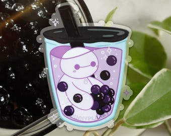 Taro Bubble Tea Clear Vinyl Sticker |  Disney Inspired Sticker | Boba