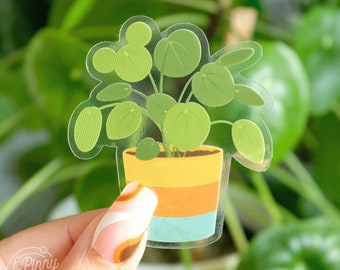 Pilea Plant Translucent Vinyl Sticker | Hidden Mickey Disney Inspired | Waterproof Sticker | Pilea Peperomiodes | Friendship Plant