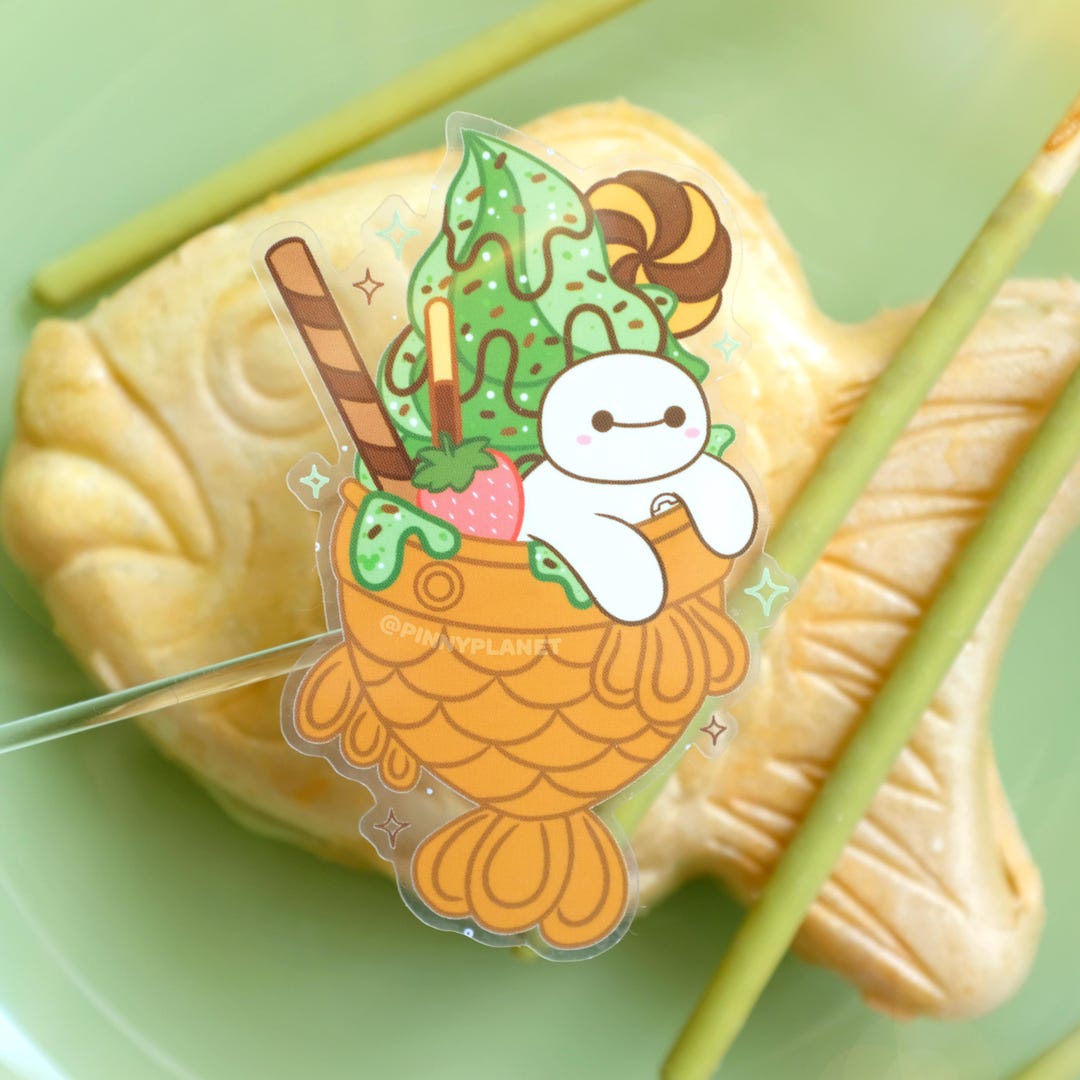 ベイマックス 抹茶たい焼きアイスクリーム クリアステッカー