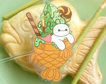 ベイマックス 抹茶たい焼きアイスクリーム クリアステッカー