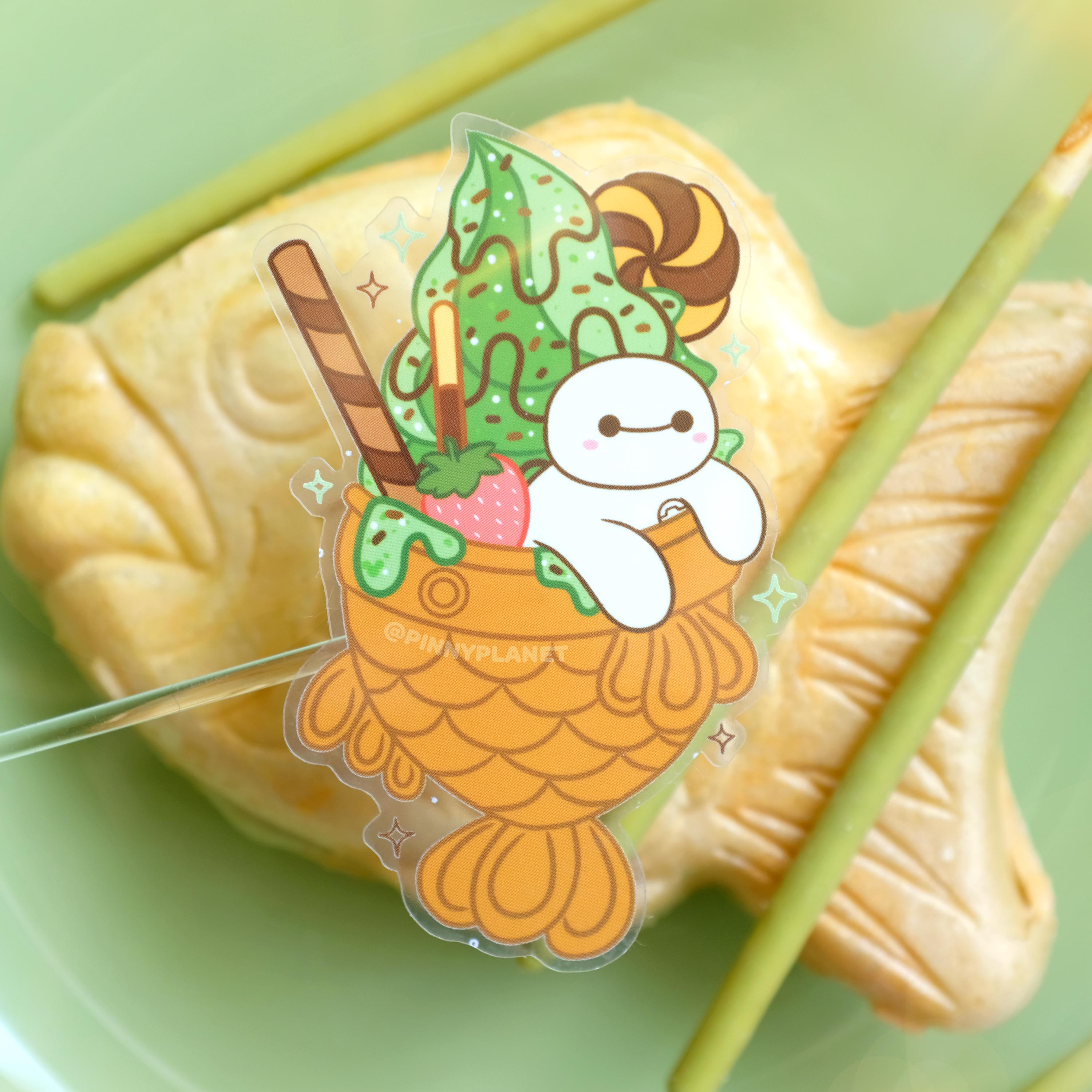 ベイマックス 抹茶たい焼きアイスクリーム クリアステッカー