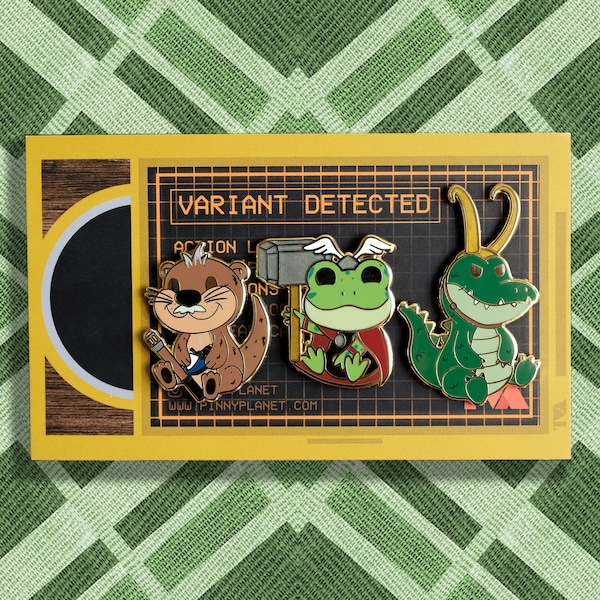 Marvel Loki Variants Hard Enamel Pins: Croki, Throg, Mobius Otter