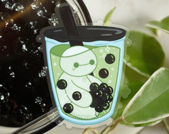 Matcha Bubble Tea Sticker | Disney Inspired Clear Vinyl Boba