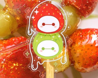 Strawberry Grape Tanghulu Clear Vinyl Sticker |  Disney Inspired | Winter Sticker | Street Market Fruit