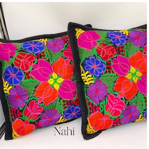 Mexican Decorative Pillow Cover. Mexican Pillow Cases. Embroidered pillow Cover. 18X18. Handmade Pillows Cover.