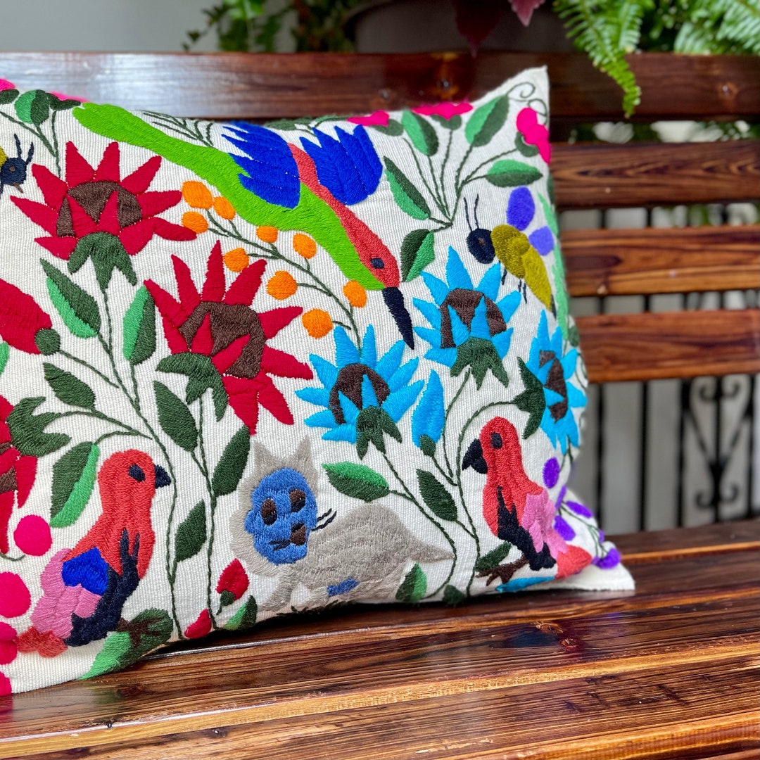 Mexican Decorative Pillow Cover. Mexican Pillow Cases. Embroidered