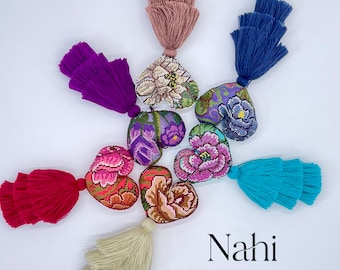 Hand-knit Heart Tassel Bag Charm, Mexican Artisan Design