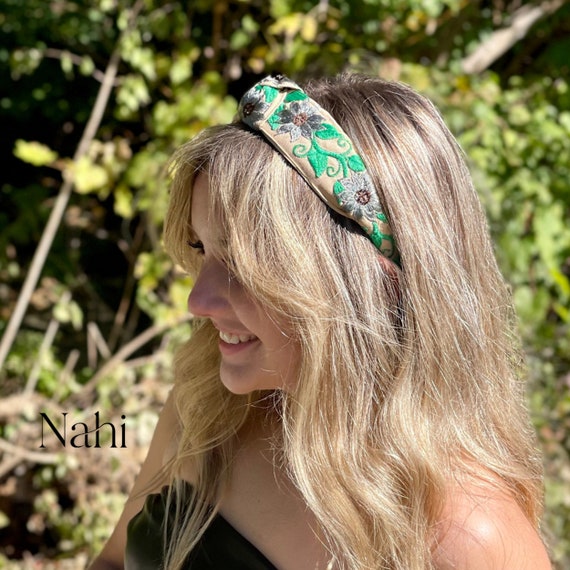 Mexican Artisan Embroidered Headband.handmade Floral Turban  display picture 3