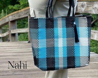 Mexican Tote Bags.Mexican Artisanal Handbag.Recycled Plastic Bags.Mexican Handwoven Plastic Tote. Summer Bag. Mexican Purse.