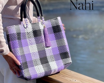 Mexican Tote Bags.Mexican Artisanal Handbag.Recycled Plastic Bags.Mexican Handwoven Plastic Tote. Summer Bag. Mexican Purse.