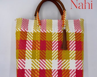 Mexican Tote Bags.Mexican Artisanal Handbag.Recycled Plastic Bags.Mexican Handwoven Plastic Tote. Summer Bag. Mexican Purse.