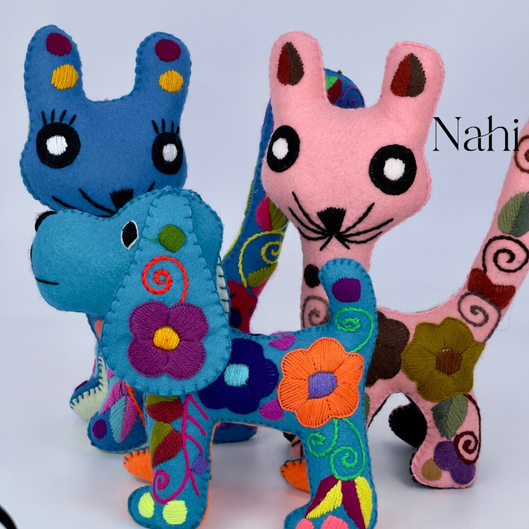 Mexican Stuffed Wool Animals.embroidery Mexican Toy.baby Nursery Decor