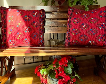 Mexican Decorative Pillow Cover. Mexican Pillow Cases. Embroidered pillow Cover. 16X16 in. Handmade Pillows Cover.
