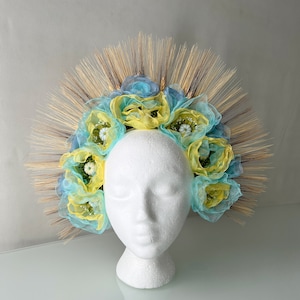 Luxury Flower Ukrainian Floral Crown, Ukrainian Headband, Handmade Flower Wreath