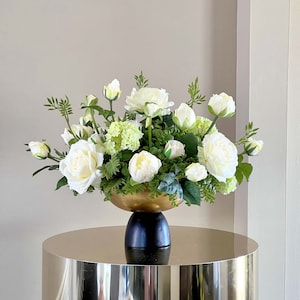 Real Touch  Floral Centerpiece , White Flowers Arrangement, Modern Home Decor