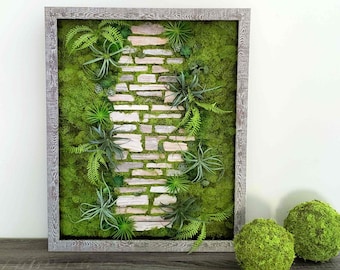 Moss wall art, Greenery wall art, Hanging Wall Garden, 21.5X17.5"