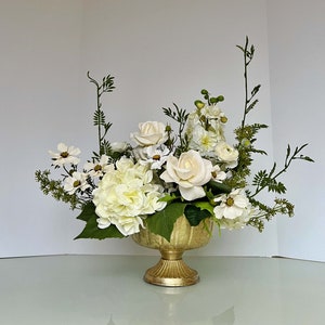 White Flower Arrangement, Table Flower Centerpiece, Modern Home Decor, Faux Floral Arrangement