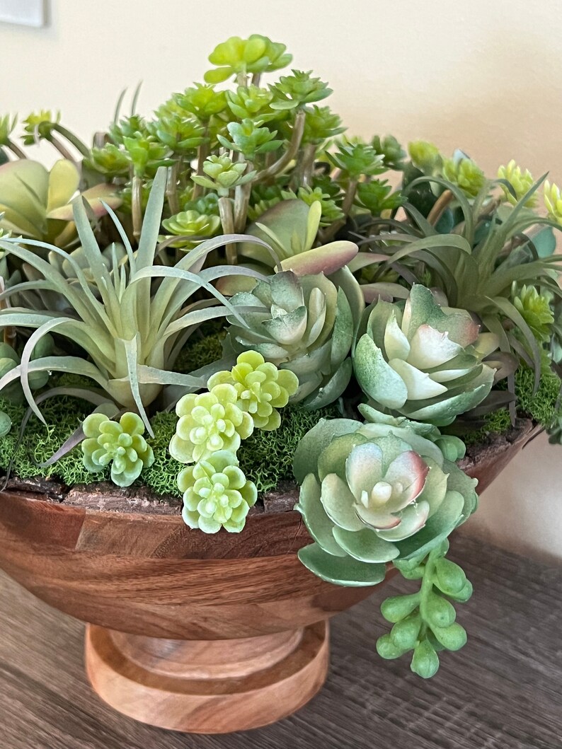 Dough Bowl Centerpiece Preserved Moss Farmhouse Succulents Etsy