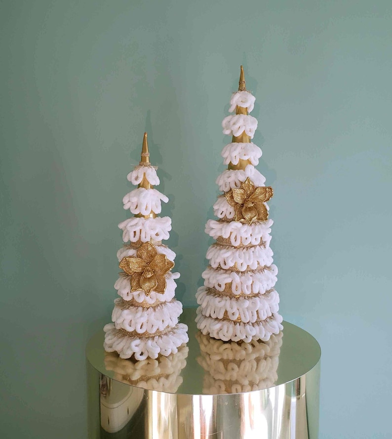 Modern Christmas Cone Tree, Tabletop Gold Christmas Tree, Decor Girls Room, Winter Wedding Centerpiece image 1