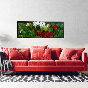 Orchid wall art, Faux succulent moss wall art, Large preserved moss art, White/Black/Gold/Silver Frames