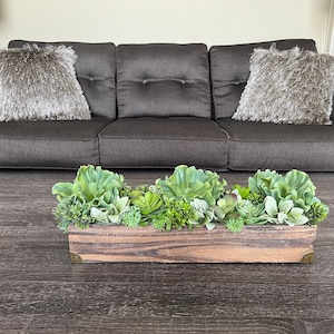 Dining Room Table Centerpiece, Farmhouse Floral Arrangement Wooden box,  Handmade Rustic Kitchen Island Centerpiece