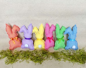 Easter Farmhouse Fabric Bunny, Easter Home Decor, Rustic Style Primitive Bunny 8'',  Easter Basket Bunny