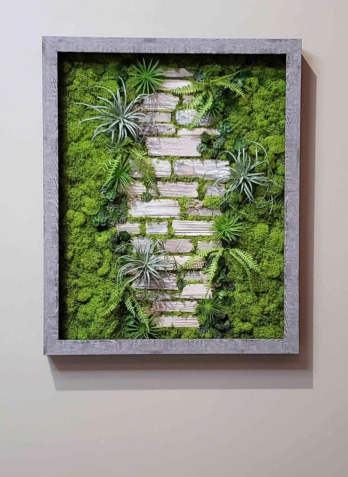 SET OF 3 Faux succulent moss wall art Handmade Preserved Moss Etsy