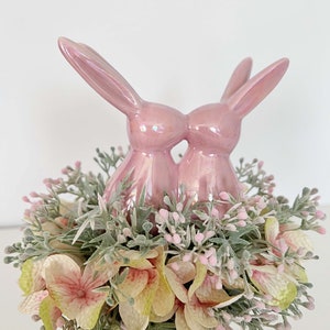Easter Bunny Decor, Ceramic Pink Rabbit Decoration - Etsy