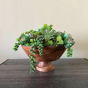 Rustic centerpieces for table, Farmhouse succulents centerpiece, Decor on table, Moss bowl arrangement, Bowl with greenery
