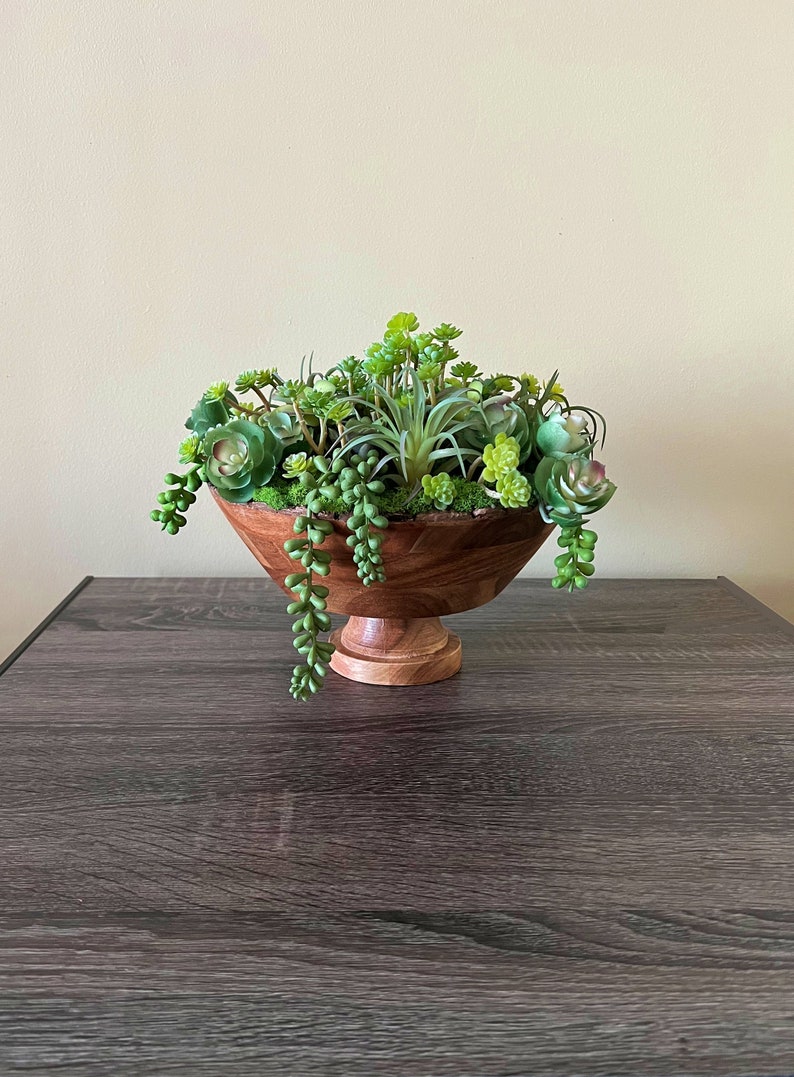 Dough Bowl Centerpiece Preserved Moss Farmhouse Succulents Etsy
