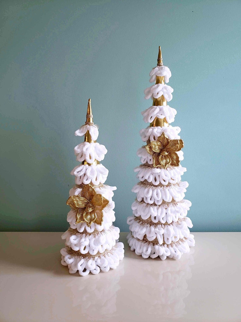 Modern Christmas Cone Tree, Tabletop Gold Christmas Tree, Decor Girls Room, Winter Wedding Centerpiece image 5